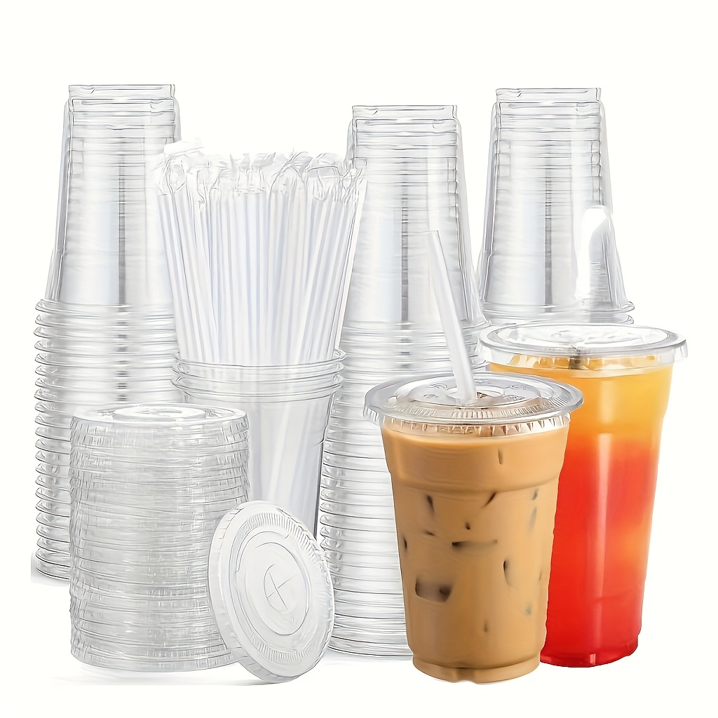 Camping - Transparent plastic cup with flat lid