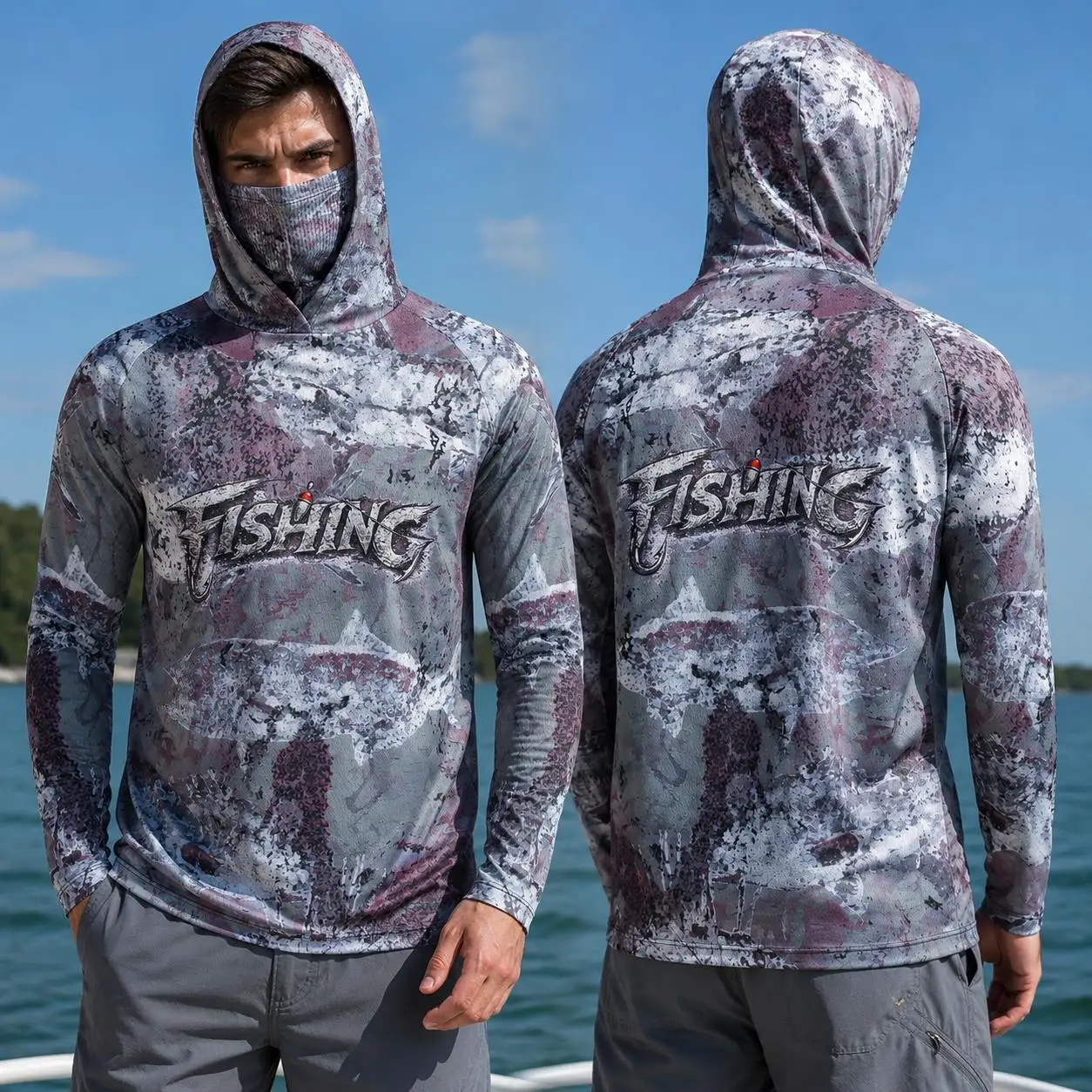 Fishing Shirt Hooded Men Fishi - Fishing ulasan dan harga
