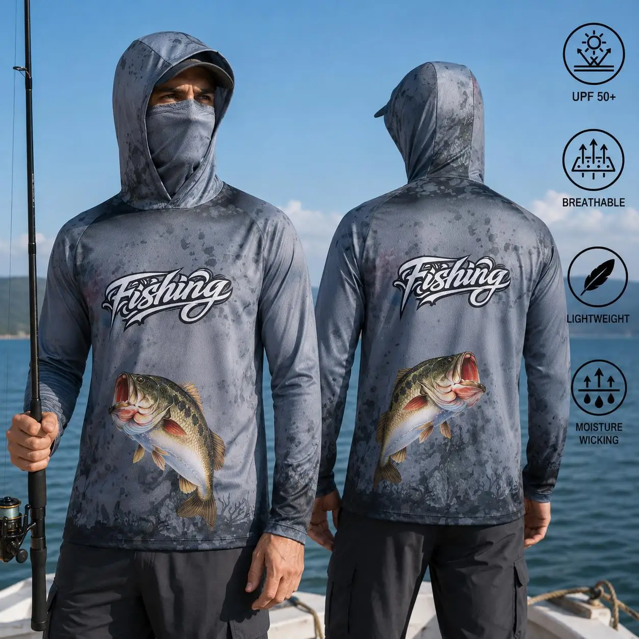 Fishing Shirt Hooded Men Fishi - Fishing ulasan dan harga