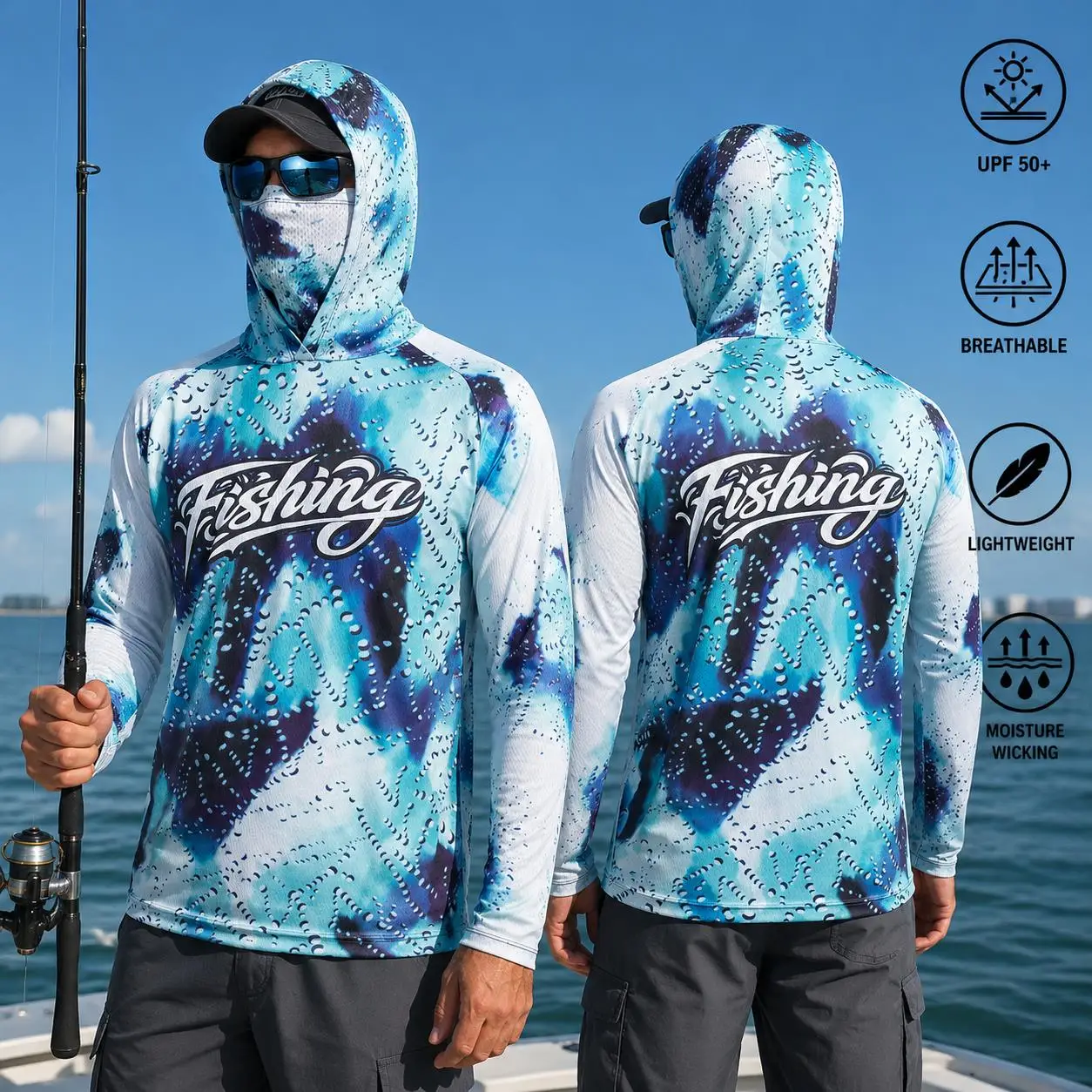 Fishing Shirt Hooded Men Fishi - Fishing ulasan dan harga