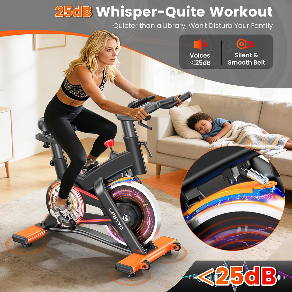 Pooboo Exercise Bike, 400LB Ma - Exercise Bike Magnetic Resistance ulasan dan harga