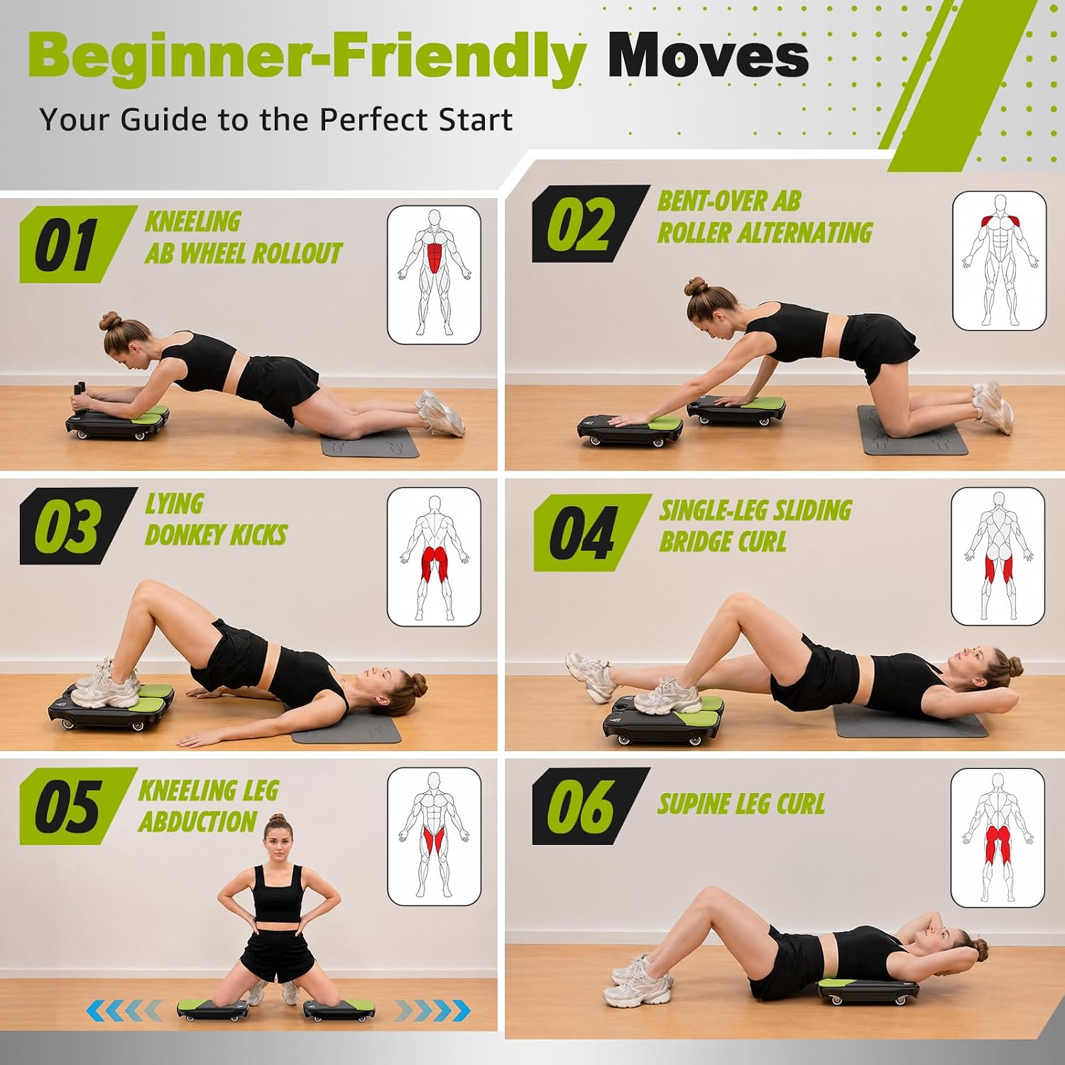 Ab Wheel Core Trainer with Det - Ab Roller Wheel With Elbow Support ulasan dan harga