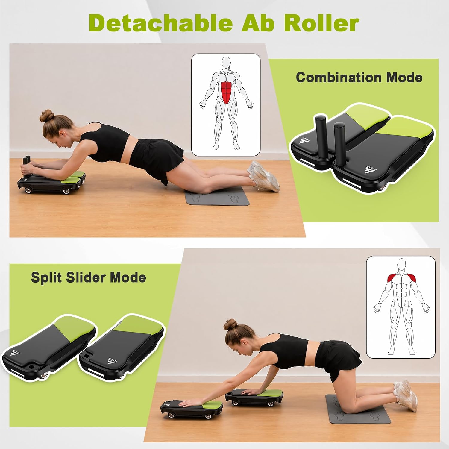 Ab Wheel Core Trainer with Det - Ab Roller Wheel With Elbow Support ulasan dan harga