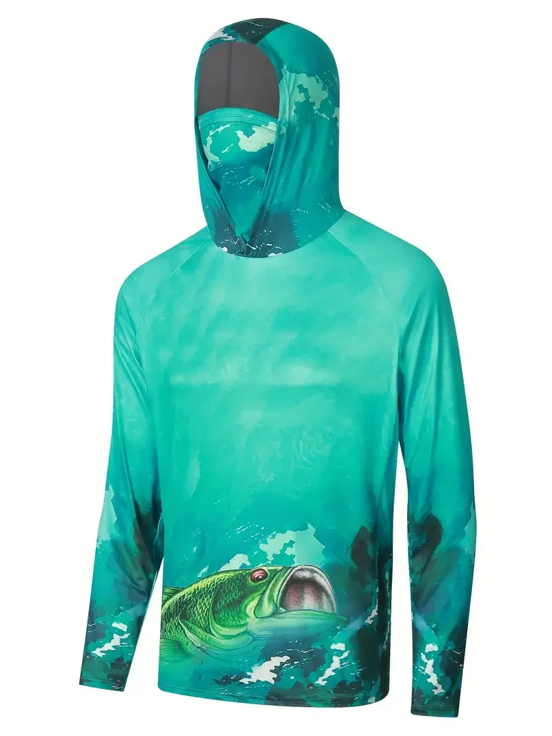 Fishing Shirt Hooded Men Fishi - Fishing ulasan dan harga